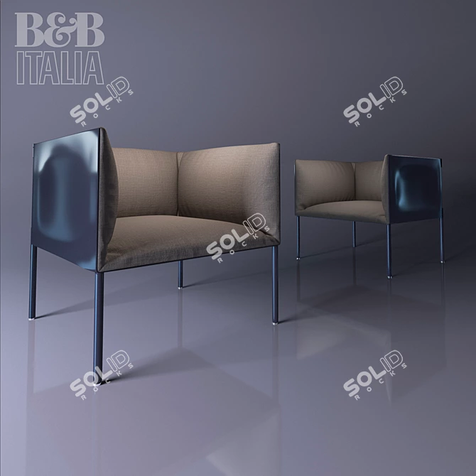 Product Title: B&B Hollow Armchair - Modern Elegance 3D model image 1
