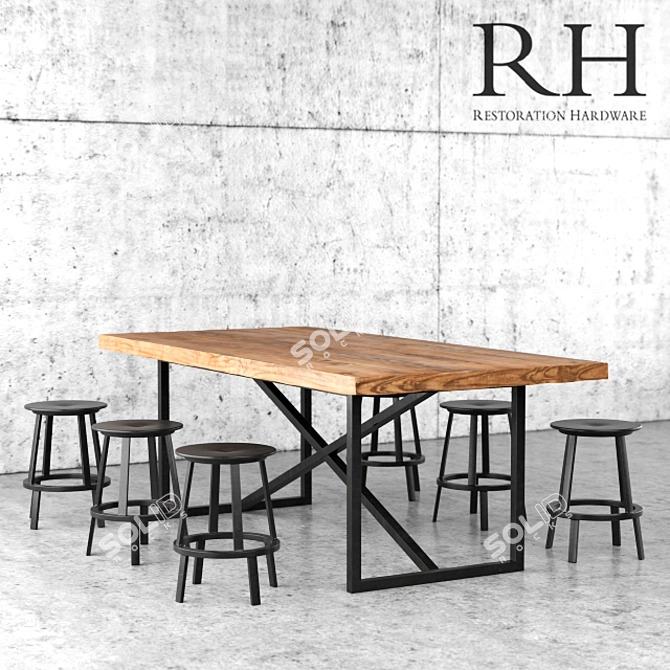 Italian Minimalist Torano Dining Table 3D model image 1