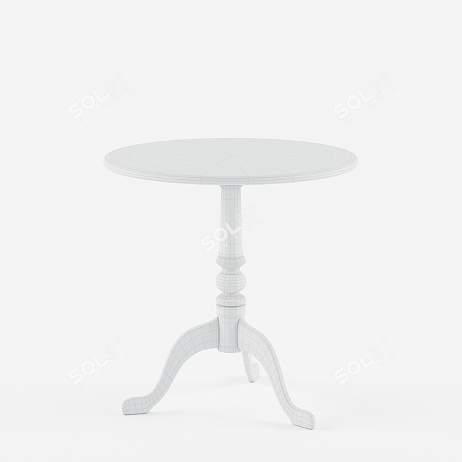 Vintage Oak Side Table 3D model image 2