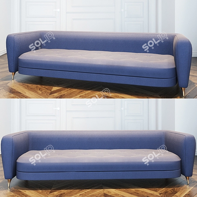 Blue Fabric Sofa: Stylish Comfort 3D model image 1
