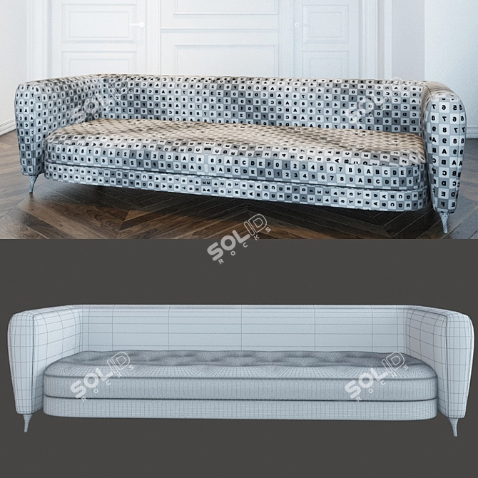 Blue Fabric Sofa: Stylish Comfort 3D model image 2