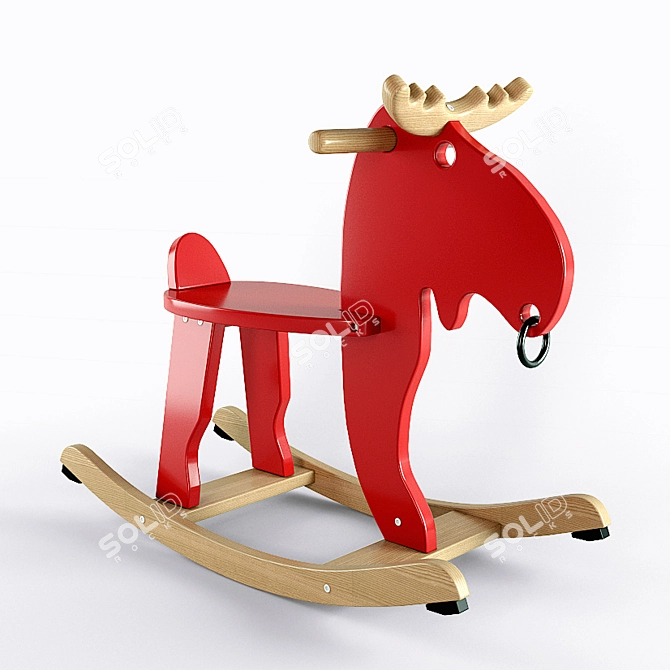 Lovely Wooden Rocking Moose 3D model image 1