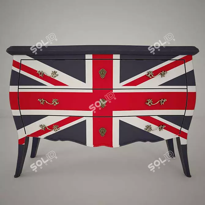 British Flag Chest: Patriotic Storage Solution 3D model image 1