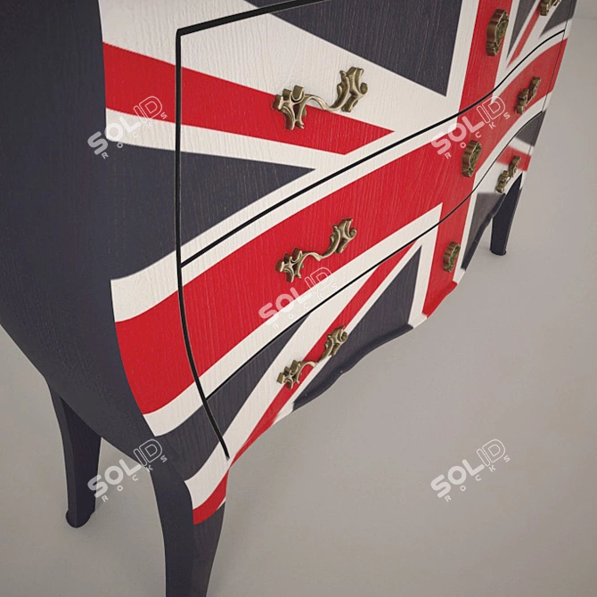 British Flag Chest: Patriotic Storage Solution 3D model image 2