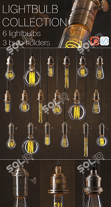 Vintage Edison Lightbulb Set 3D model image 1