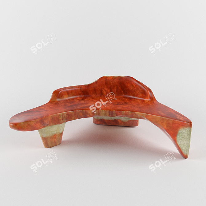 Red Mahogany Bench 3D model image 1