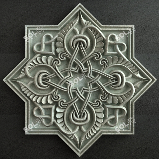 Exquisite Arabic Carving Ornament 3D model image 1