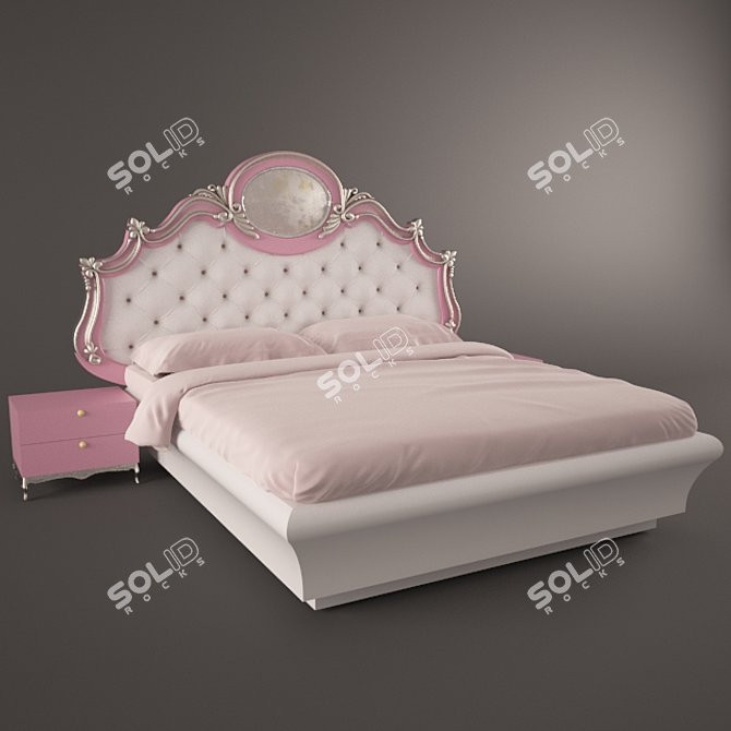 Stylish Modern Bed 3D model image 1