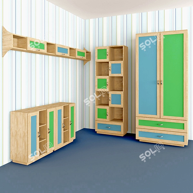 Kid's Room Furniture Set 3D model image 1