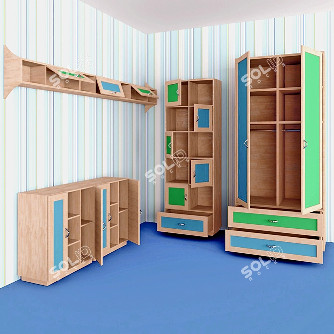 Kid's Room Furniture Set 3D model image 2