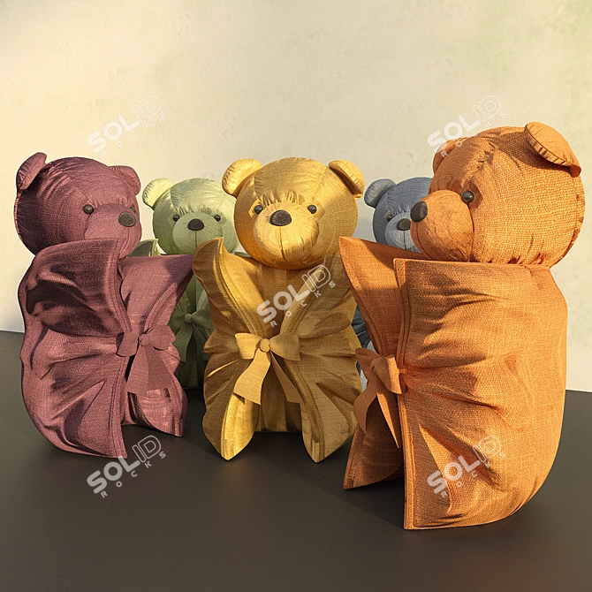 Title: Plushie Pillow Bears (Set of 2) 3D model image 1