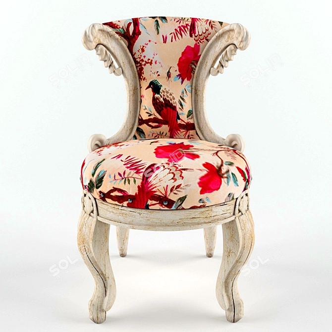 Romantic Birds Armchair: Elegant and Cozy 3D model image 1