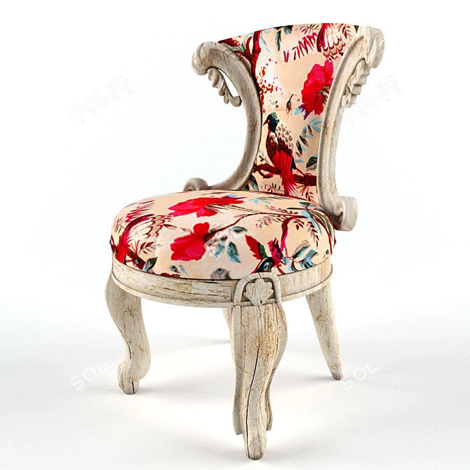 Romantic Birds Armchair: Elegant and Cozy 3D model image 2