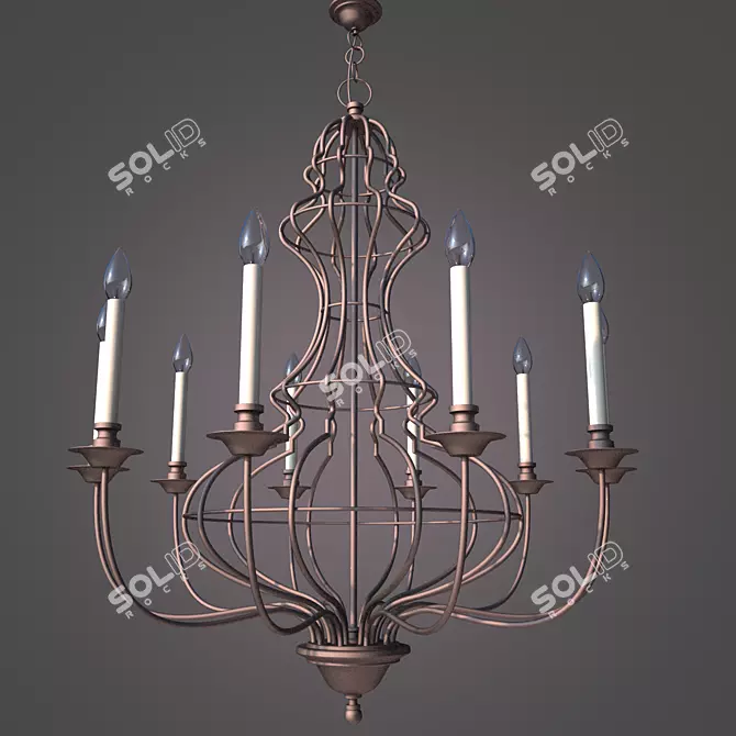 Elegant Wire Chandelier 3D model image 1