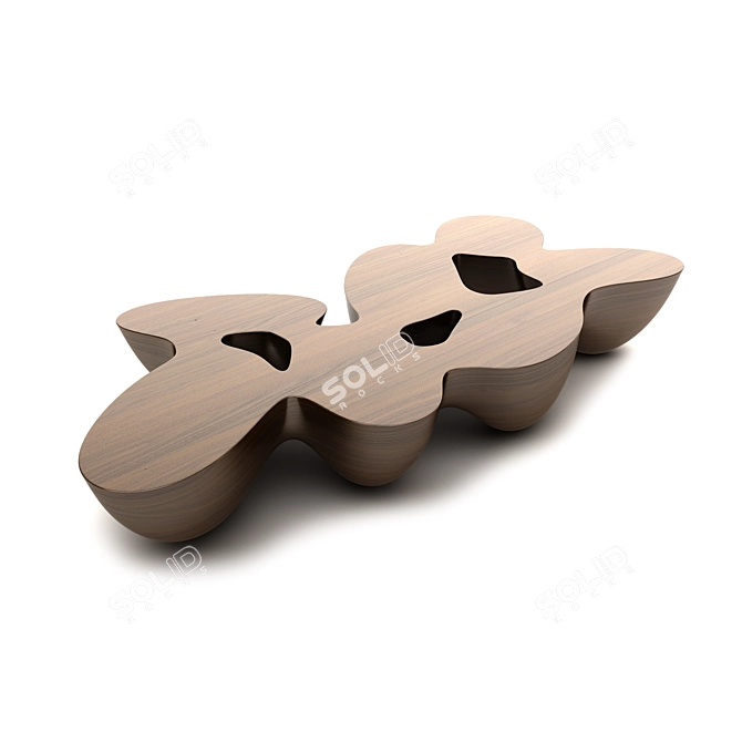 Sleek Walnut Coffee Table by Emmanuel Babel 3D model image 1