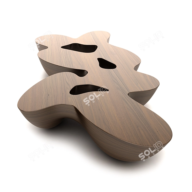 Sleek Walnut Coffee Table by Emmanuel Babel 3D model image 2