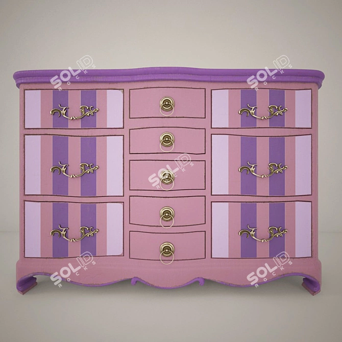 Pink Chest of Drawers 3D model image 1