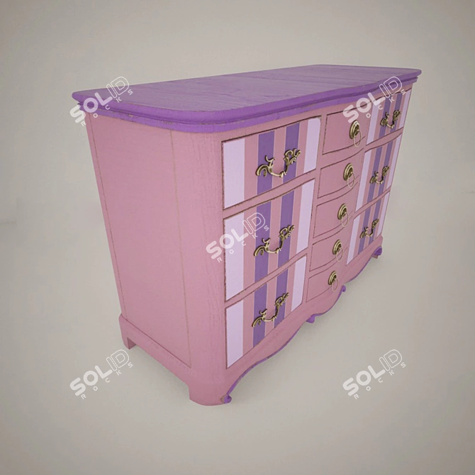Pink Chest of Drawers 3D model image 2