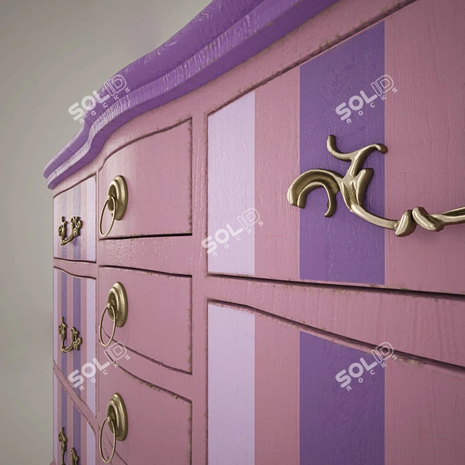 Pink Chest of Drawers 3D model image 3