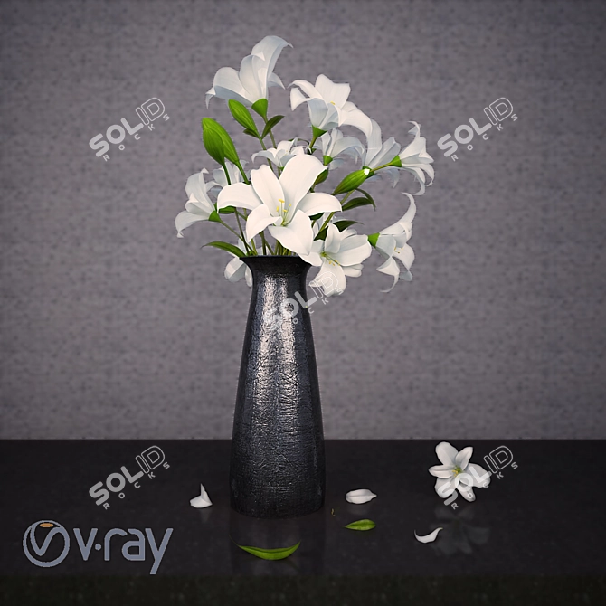 Serene Lily Flower Rendering Master 3D model image 2