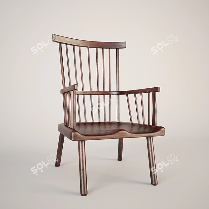 Vintage Wooden Chair - Classic Design 3D model image 1