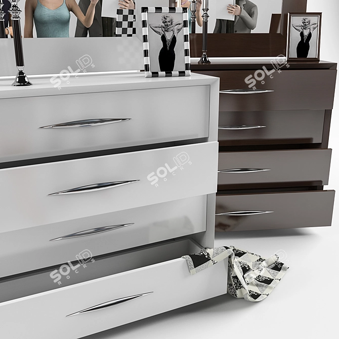 Carmen White & Brown: Stylish Dresser 3D model image 2