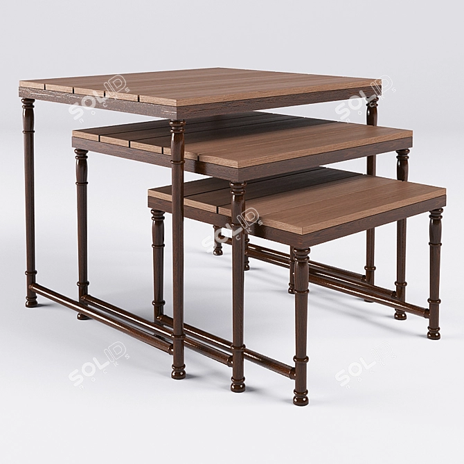 Hyde Park Teak Nesting Tables 3D model image 1
