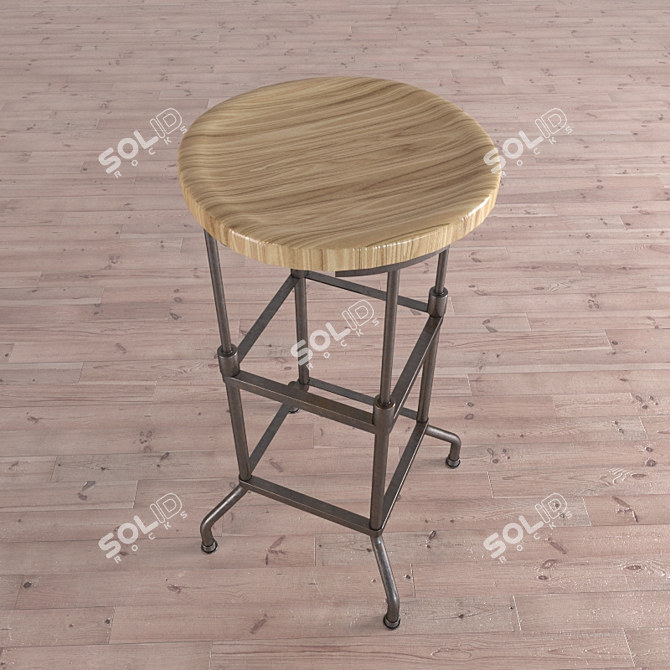 Vintage Industrial Barstool 3D model image 2