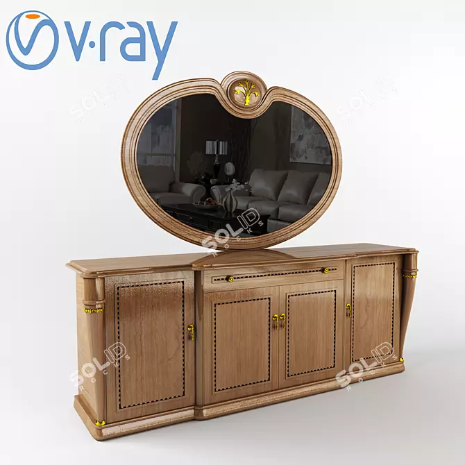 Italian Carved Chest with Mirror 3D model image 1