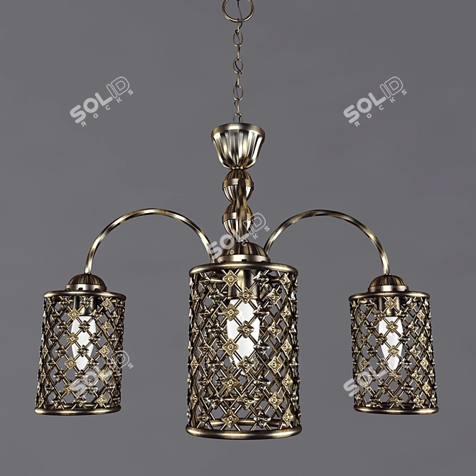 Bronze Cell Tiffany Style Chandelier 3D model image 2