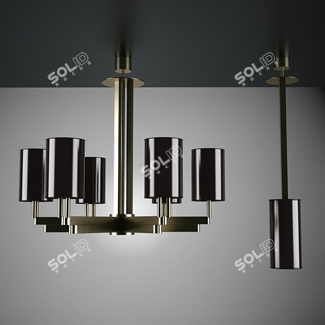 Elegant Duo Ceiling Lamps 3D model image 1