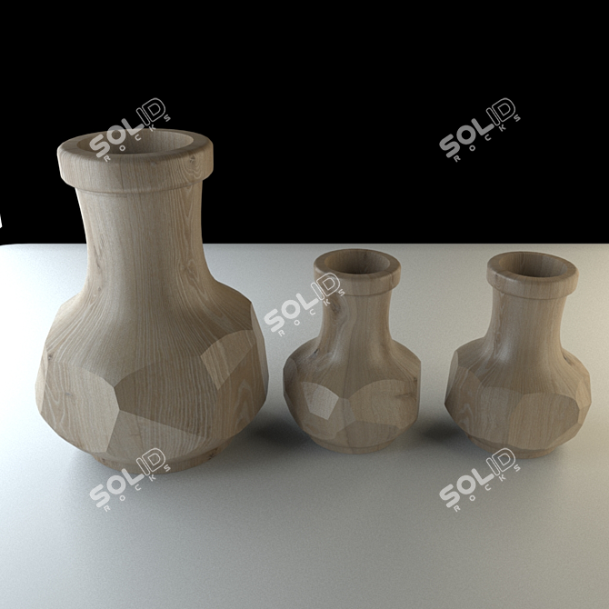 Natural Wood Vase 3D model image 1