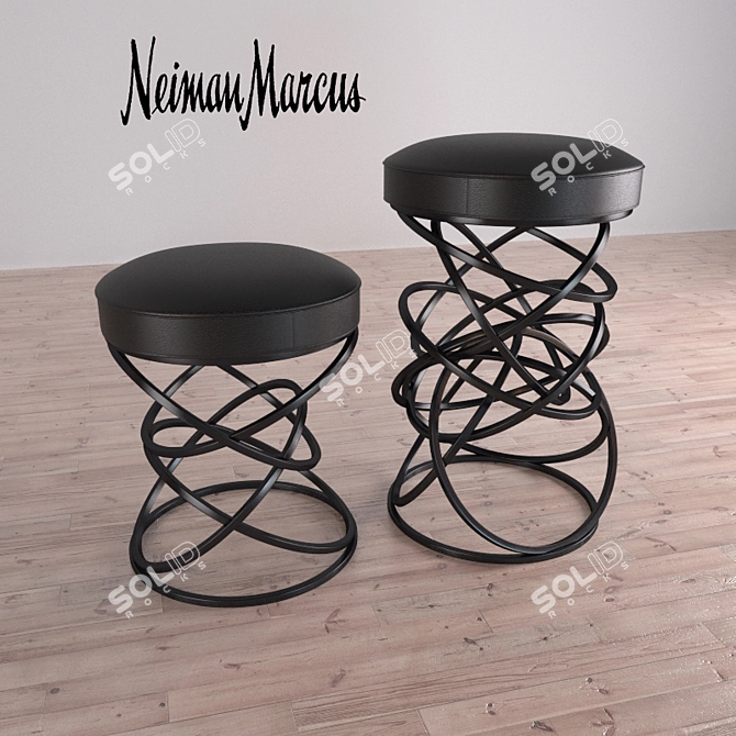 Elegant Circle Dance Stool 3D model image 1