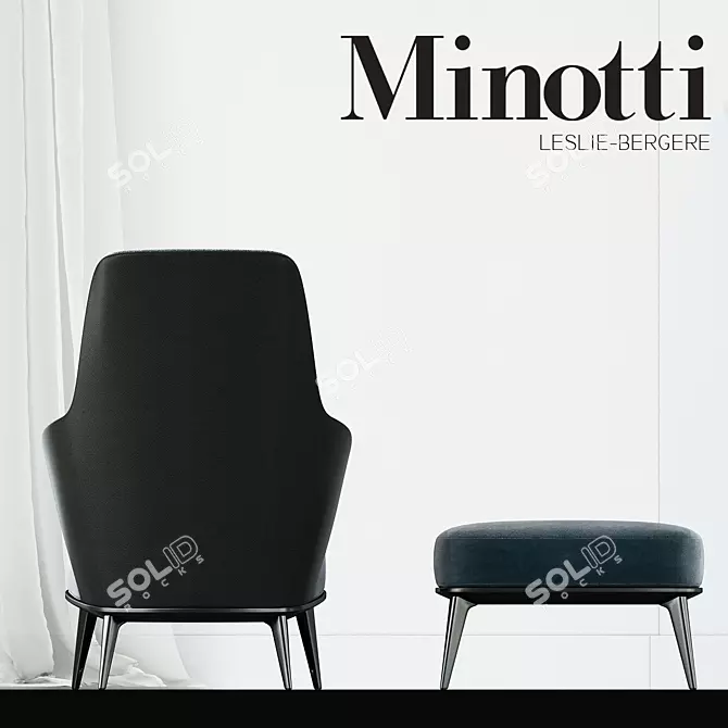 Luxury Minotti Leslie Velvet Armchair & Ottoman 3D model image 3