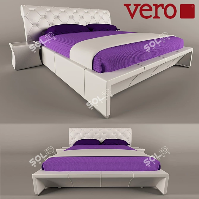 Versatile Bed Set: Three Sizes, Soft Side Tables & Storage Ottoman 3D model image 1