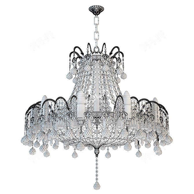 Elegant Asfour Crystal Gold Chandelier 3D model image 2