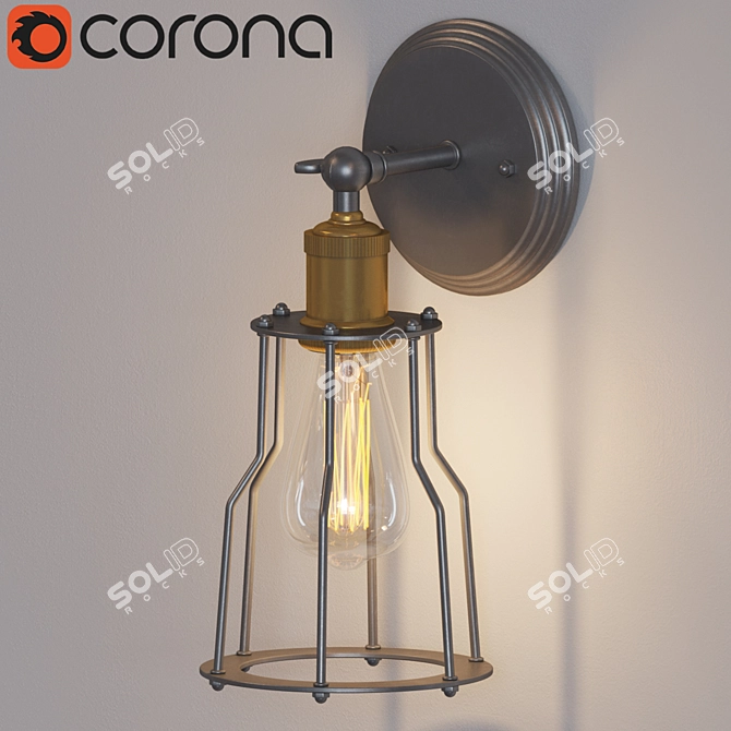 Vintage Lantern Wall Sconce: 30cm Height, 27cm Width, 15cm Length 3D model image 1