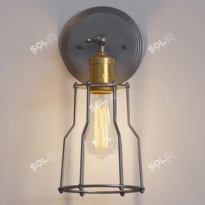 Vintage Lantern Wall Sconce: 30cm Height, 27cm Width, 15cm Length 3D model image 2