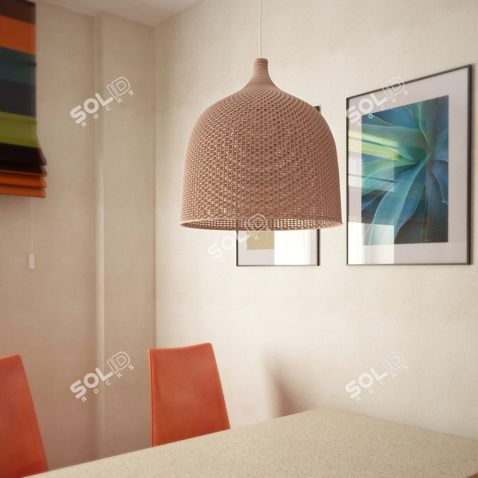 Wicker Rustic Chandelier 3D model image 2