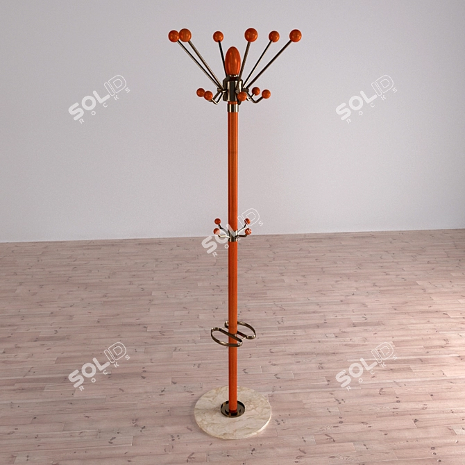 Stylish Marble-base Floor Hanger 3D model image 1