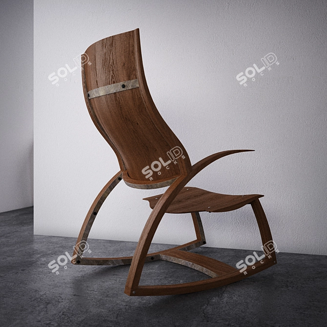 Rustic Wooden Chair 3D model image 2