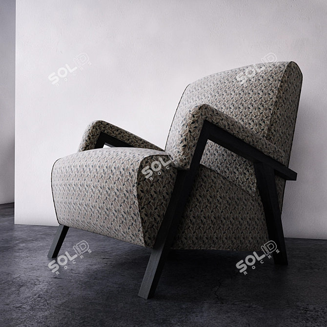 Elegant Floral Armchair 3D model image 1