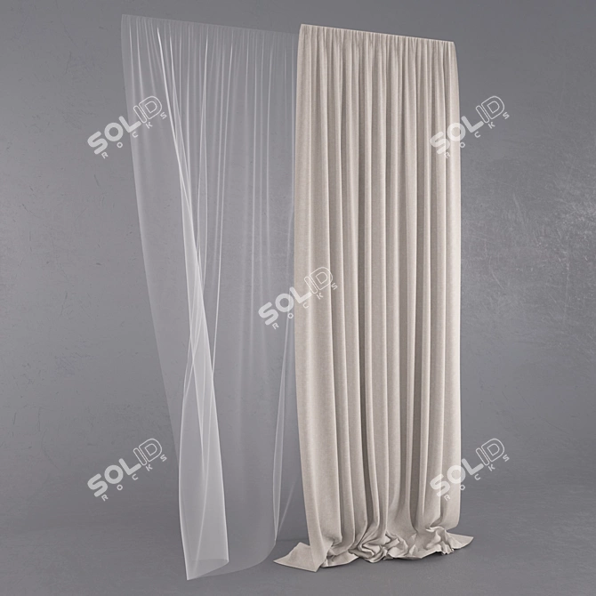 Wind-kissed Curtain 3D model image 1