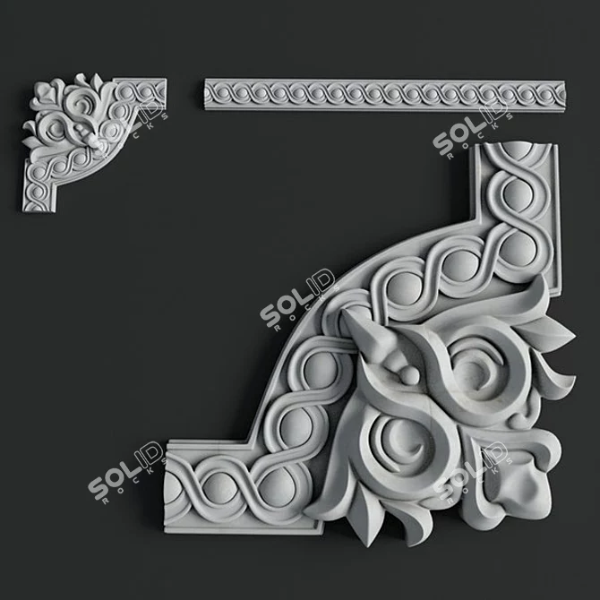 Elegant Corner Moulding 3D model image 1