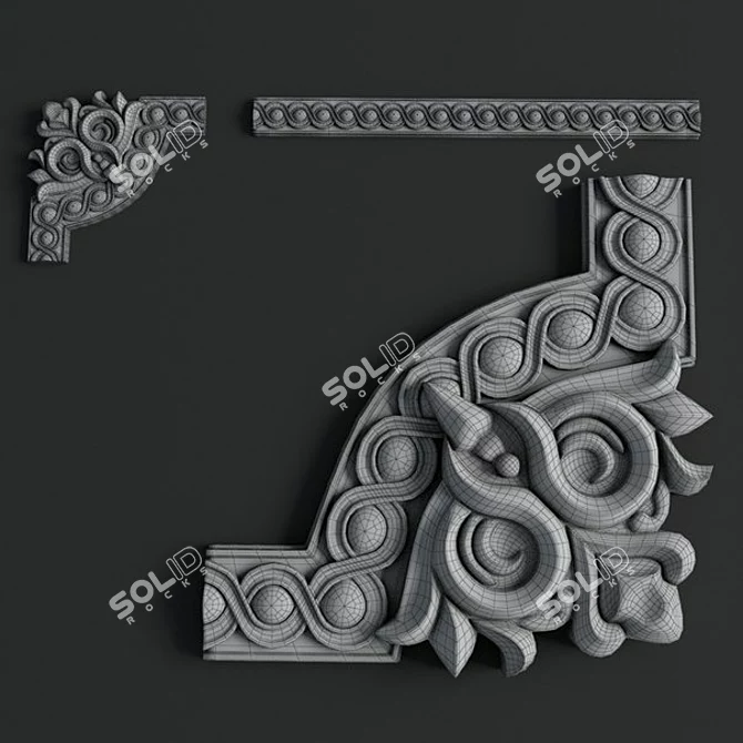 Elegant Corner Moulding 3D model image 2