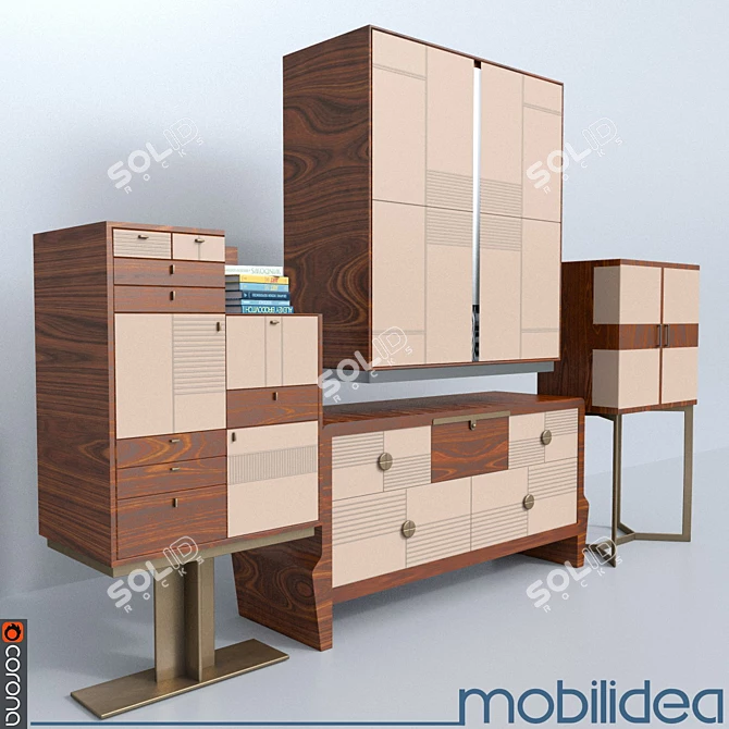 Elegant Italian Furniture Set by Mobilidea 3D model image 1