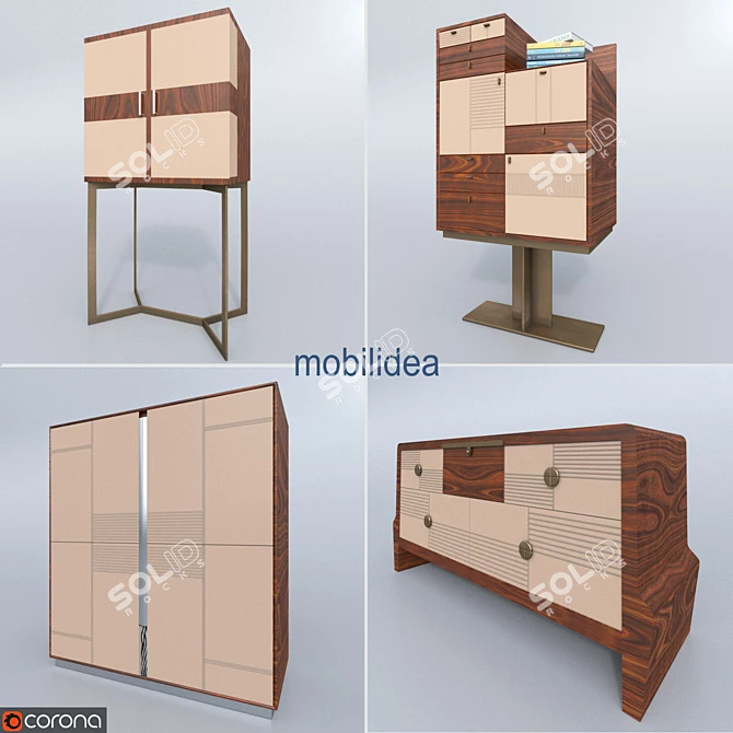 Elegant Italian Furniture Set by Mobilidea 3D model image 2