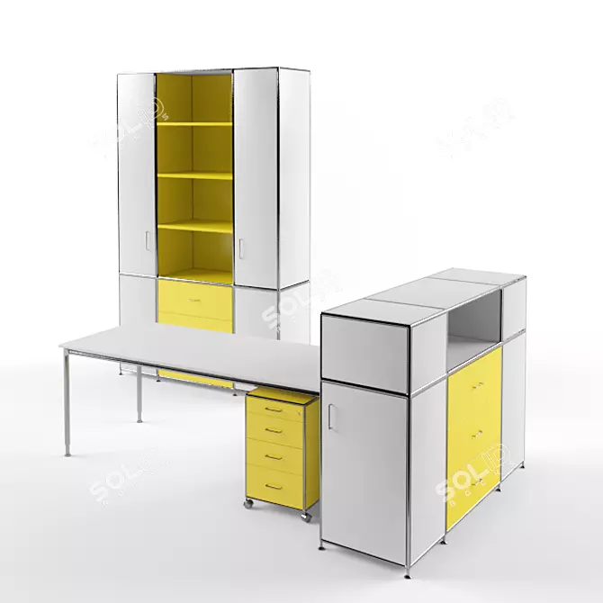 Vibrant Office Furniture Set 3D model image 1