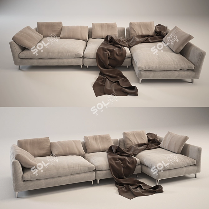 Modern Cloth Sofa: Comfort & Style 3D model image 1