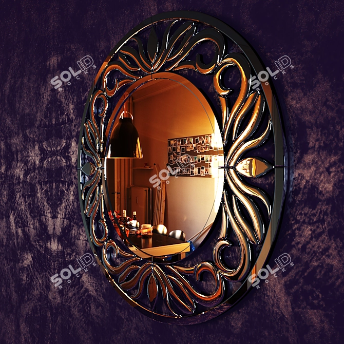 Elegant Garda Wall Mirror 3D model image 2